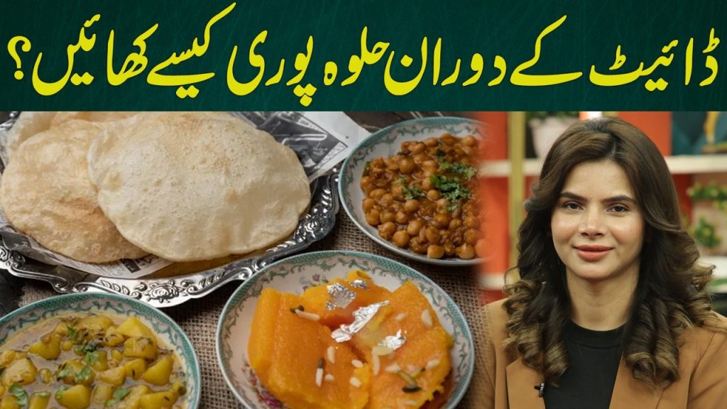 Dietitian Ayesha Nasir counting the calories in a halwa puri breakfast platter